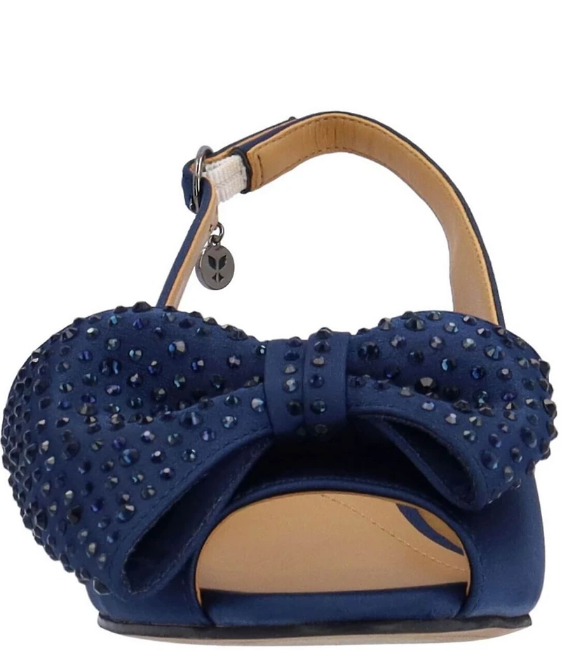 J. Renee Lirain Satin Embellished Bow Peep Toe Slingback Pumps