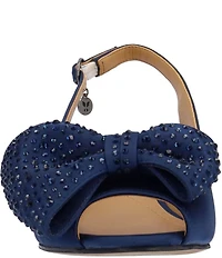 J. Renee Lirain Satin Embellished Bow Peep Toe Slingback Pumps