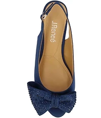 J. Renee Lirain Satin Embellished Bow Peep Toe Slingback Pumps