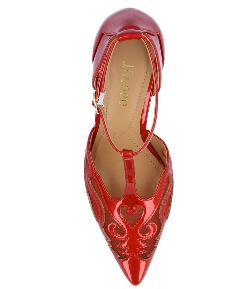 J. Renee Lisha Patent And Mesh T-Strap Pumps