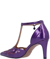 J. Renee Lisha Patent And Mesh T-Strap Pumps