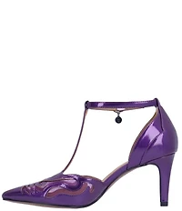 J. Renee Lisha Patent And Mesh T-Strap Pumps