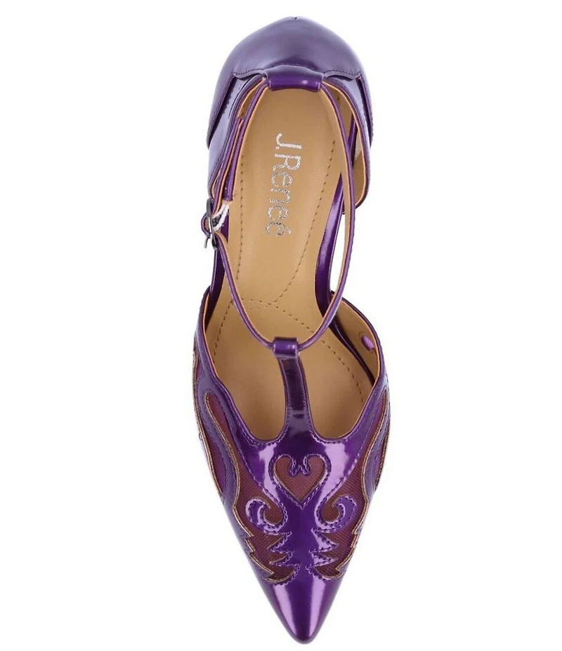 J. Renee Lisha Patent And Mesh T-Strap Pumps