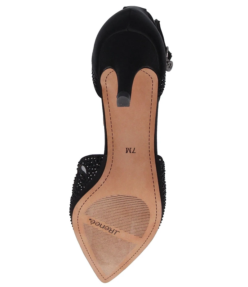 J. Renee Lisha Satin And Mesh Rhinestone T-Strap Pumps
