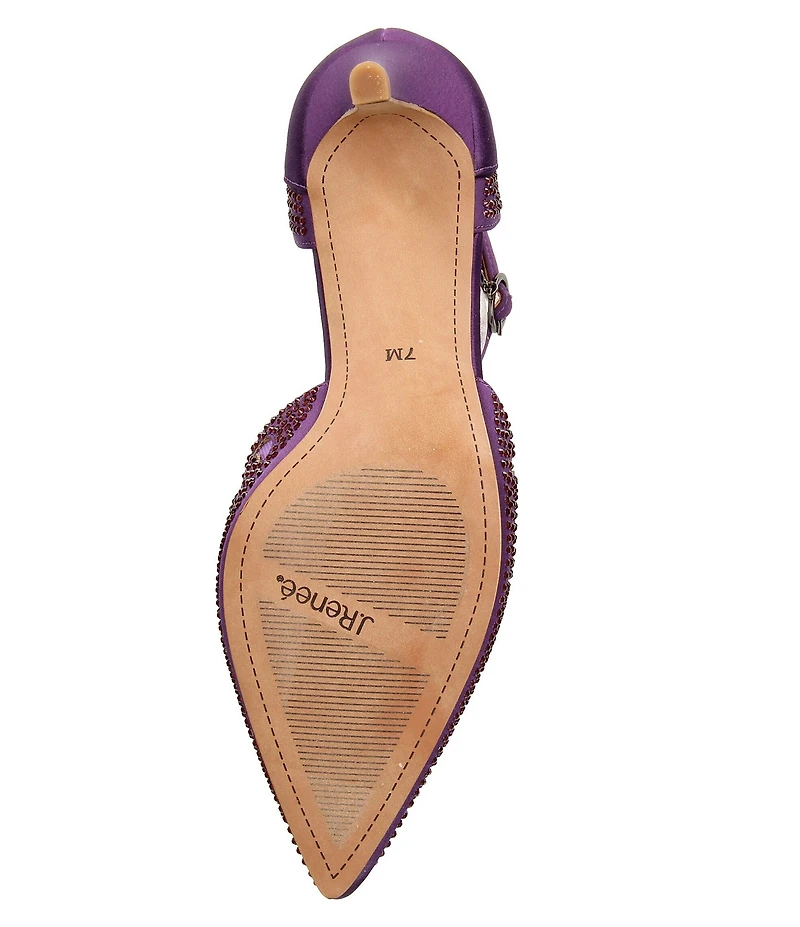 J. Renee Lisha Satin And Mesh Rhinestone T-Strap Pumps