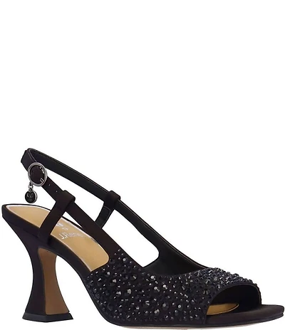 J. Renee Loredana Rhinestone Satin Slingback Dress Sandals