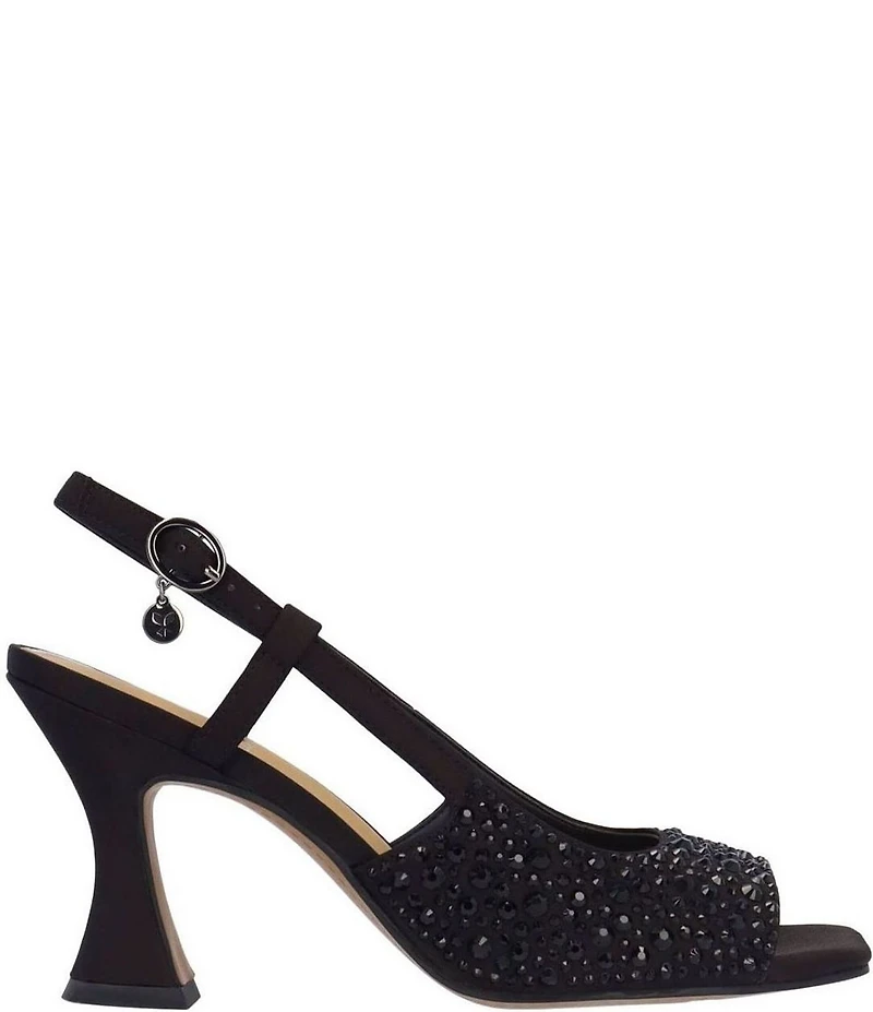 J. Renee Loredana Rhinestone Satin Slingback Dress Sandals