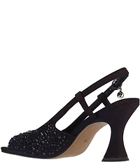 J. Renee Loredana Rhinestone Satin Slingback Dress Sandals