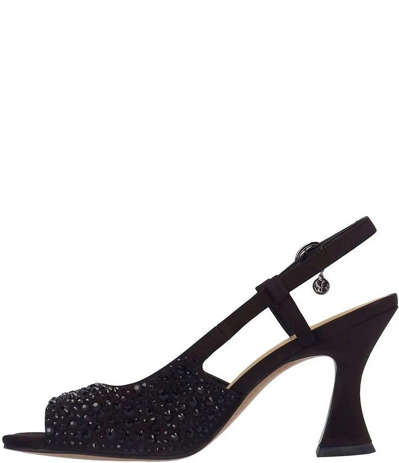J. Renee Loredana Rhinestone Satin Slingback Dress Sandals