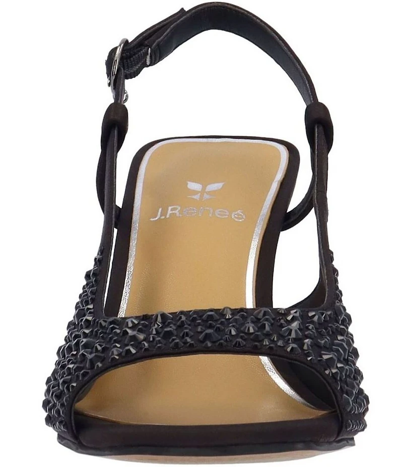 J. Renee Loredana Rhinestone Satin Slingback Dress Sandals