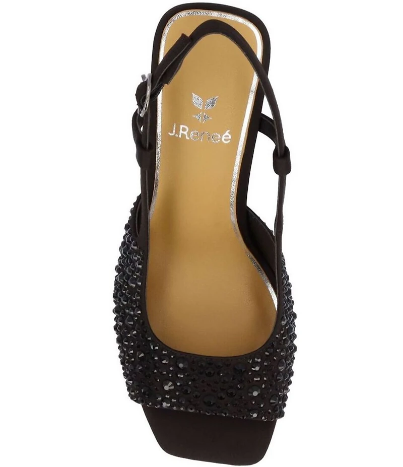 J. Renee Loredana Rhinestone Satin Slingback Dress Sandals