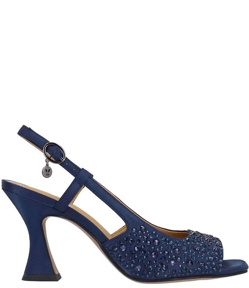 J. Renee Loredana Rhinestone Satin Slingback Dress Sandals