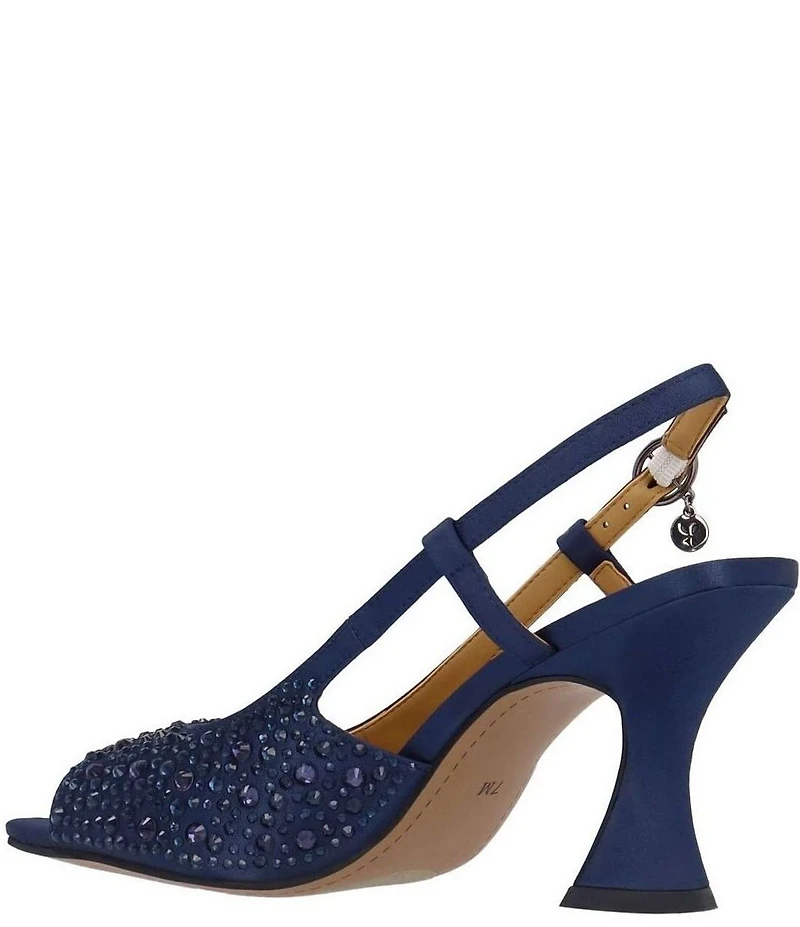 J. Renee Loredana Rhinestone Satin Slingback Dress Sandals