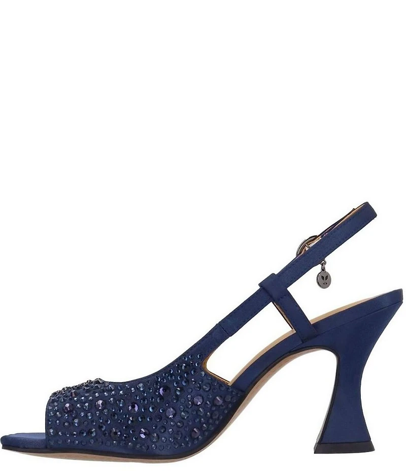 J. Renee Loredana Rhinestone Satin Slingback Dress Sandals