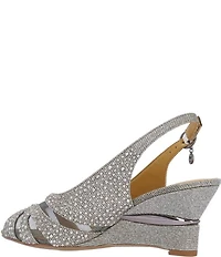 J. Renee Lovela Rhinestone Slingback Wedge Peep Toe Pumps
