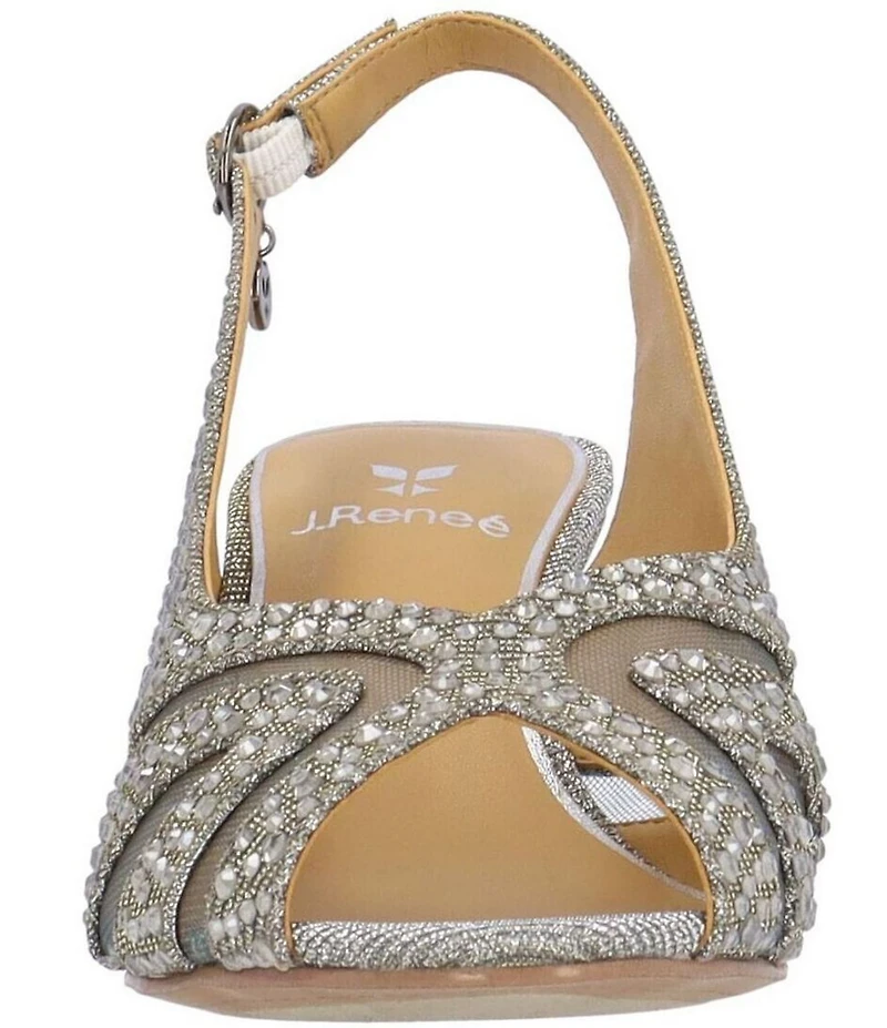 J. Renee Lovela Rhinestone Slingback Wedge Peep Toe Pumps
