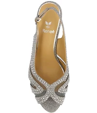 J. Renee Lovela Rhinestone Slingback Wedge Peep Toe Pumps