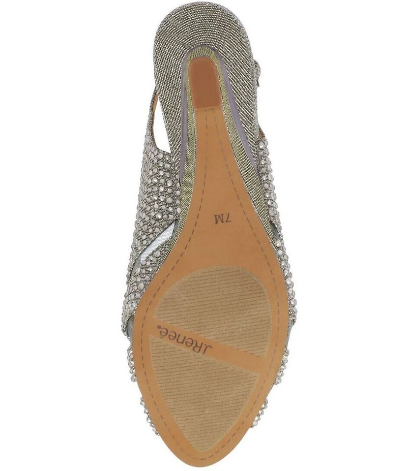 J. Renee Lovela Rhinestone Slingback Wedge Peep Toe Pumps