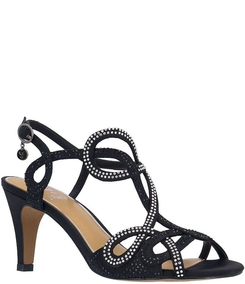 J. Renee Lulah Satin Rhinestone Embellished Strappy Sandals