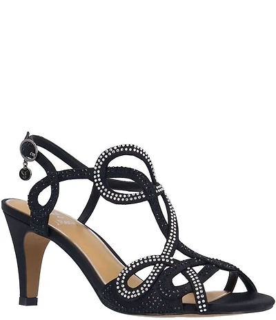 J. Renee Lulah Satin Rhinestone Embellished Strappy Sandals