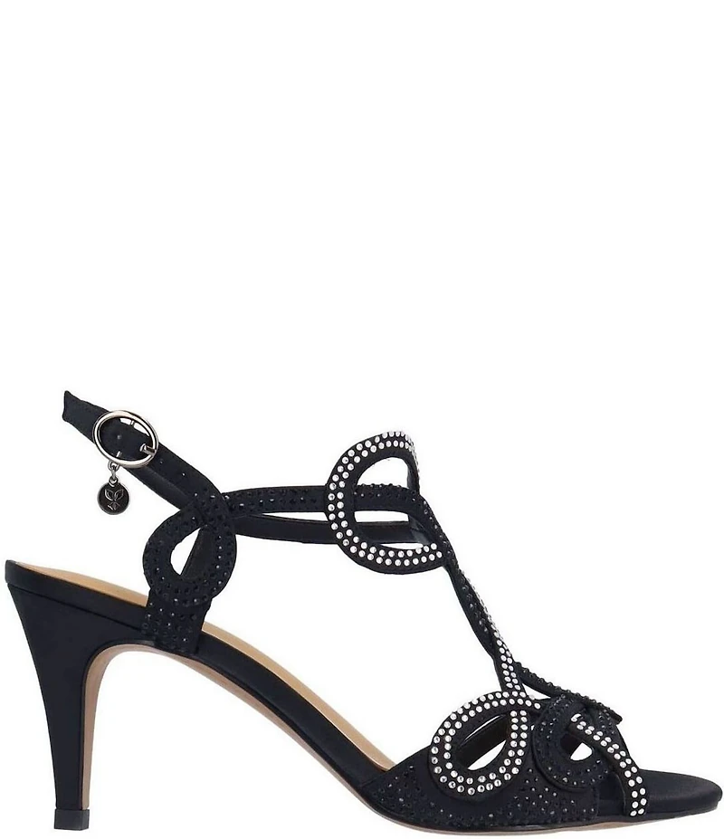 J. Renee Lulah Satin Rhinestone Embellished Strappy Sandals