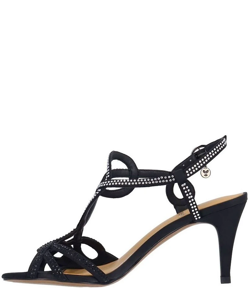 J. Renee Lulah Satin Rhinestone Embellished Strappy Sandals