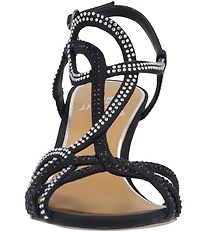 J. Renee Lulah Satin Rhinestone Embellished Strappy Sandals