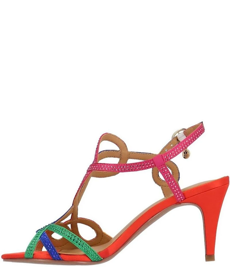 J. Renee Lulah Satin Rhinestone Embellished Strappy Sandals
