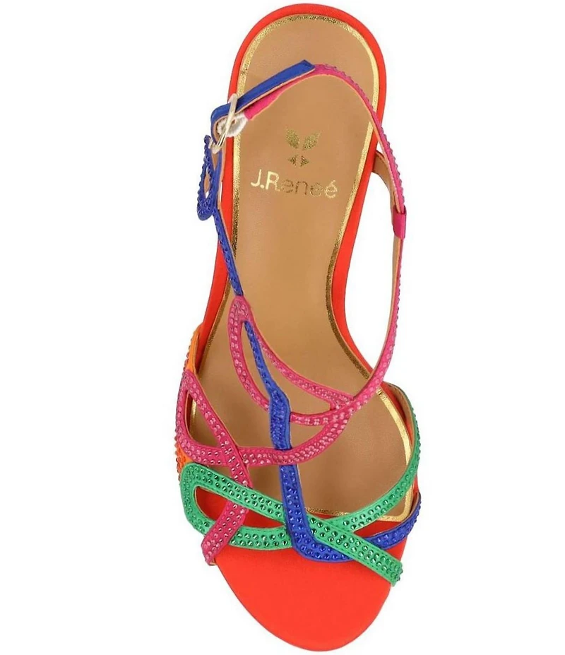 J. Renee Lulah Satin Rhinestone Embellished Strappy Sandals