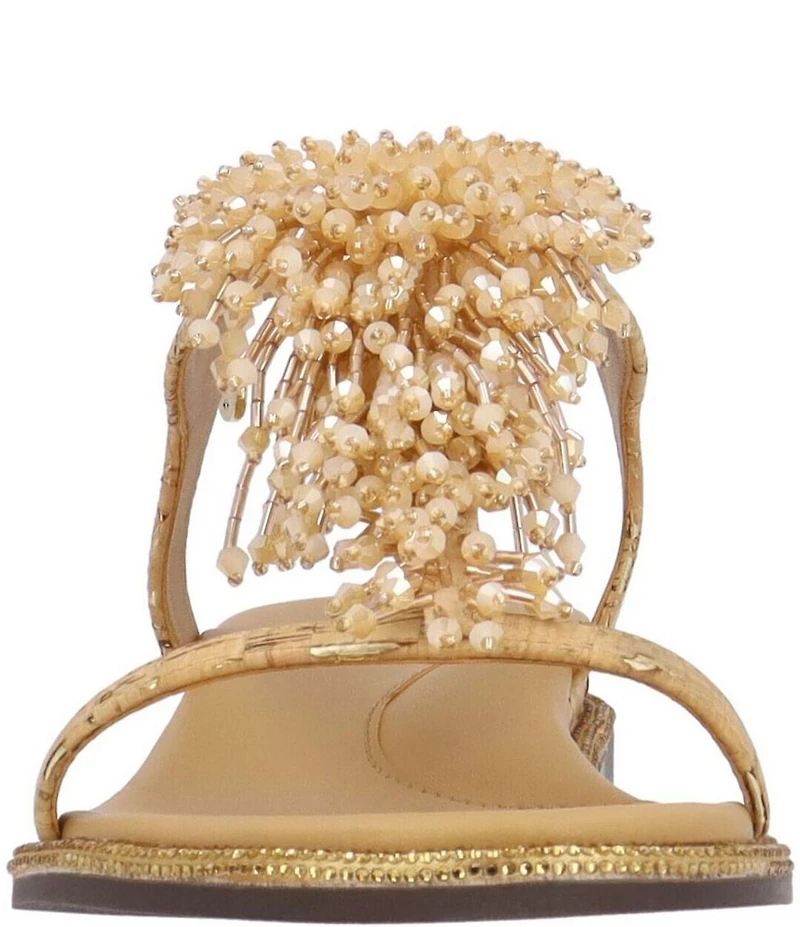 J. Renee Lunaria Beaded Cork T-Strap Sandals