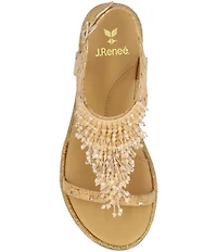 J. Renee Lunaria Beaded Cork T-Strap Sandals