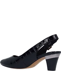 J. Renee Malree Croco Embossed Patent Slingback Pumps