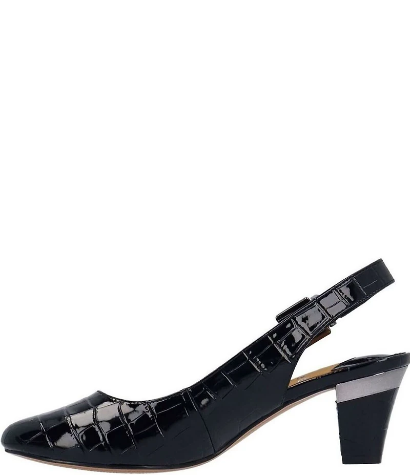J. Renee Malree Croco Embossed Patent Slingback Pumps