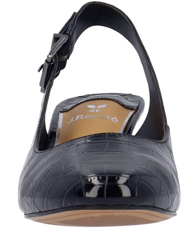 J. Renee Malree Croco Embossed Patent Slingback Pumps
