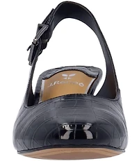 J. Renee Malree Croco Embossed Patent Slingback Pumps