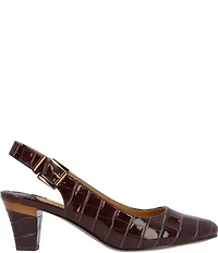 J. Renee Malree Croco Embossed Patent Slingback Pumps