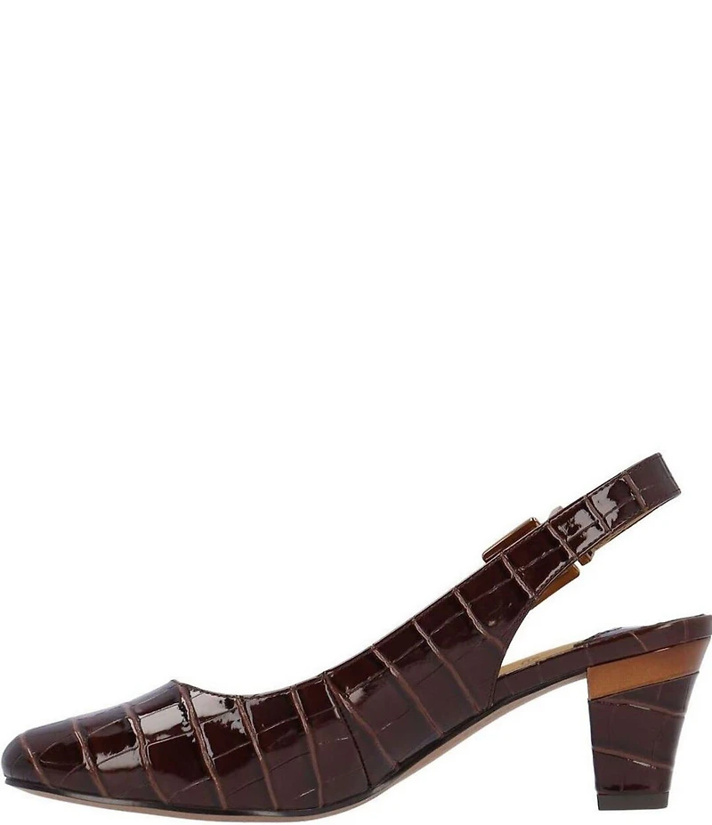 J. Renee Malree Croco Embossed Patent Slingback Pumps