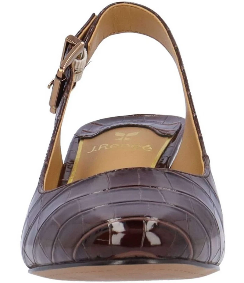 J. Renee Malree Croco Embossed Patent Slingback Pumps