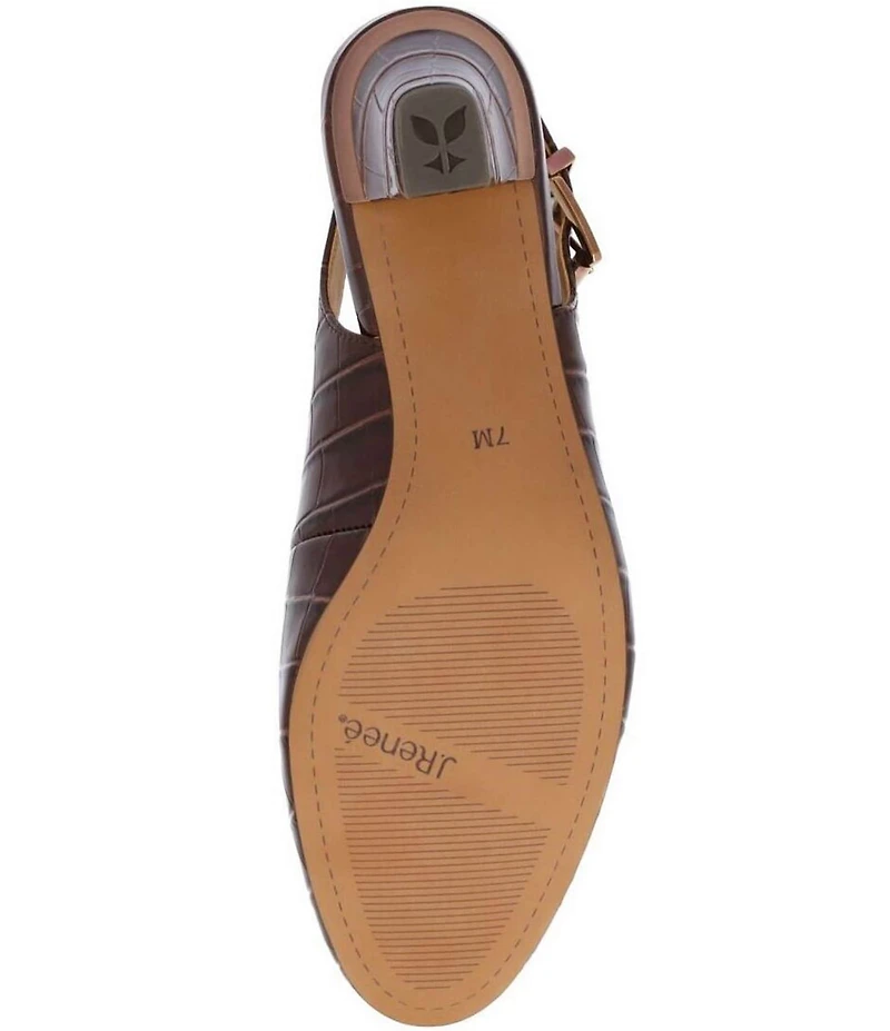 J. Renee Malree Croco Embossed Patent Slingback Pumps