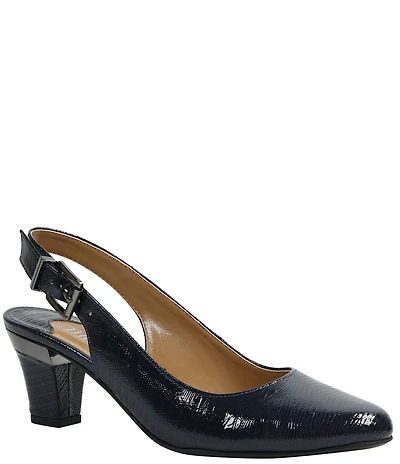J. Renee Malree Patent Lizard Print Slingback Pumps