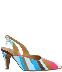 J. Renee Matina Printed Stripe Slingback Pointed Toe Dress Pumps