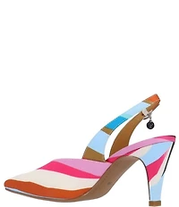 J. Renee Matina Printed Stripe Slingback Pointed Toe Dress Pumps