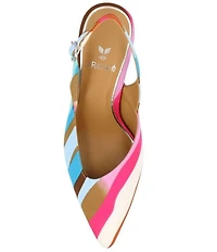 J. Renee Matina Printed Stripe Slingback Pointed Toe Dress Pumps