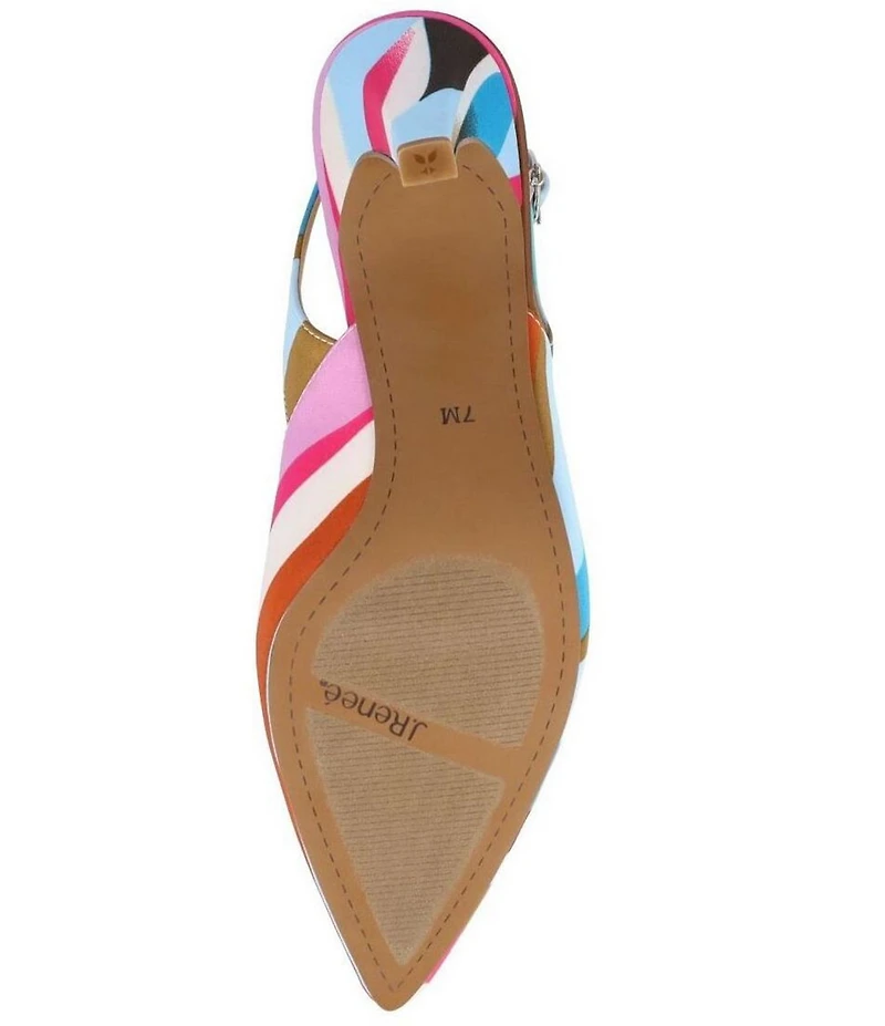 J. Renee Matina Printed Stripe Slingback Pointed Toe Dress Pumps