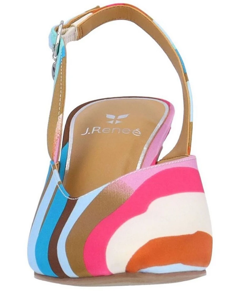 J. Renee Matina Printed Stripe Slingback Pointed Toe Dress Pumps