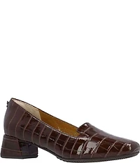 J. Renee Mavora Croco Embossed Patent Block Heel Loafer Pumps
