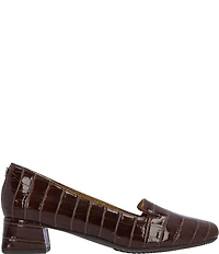 J. Renee Mavora Croco Embossed Patent Block Heel Loafer Pumps