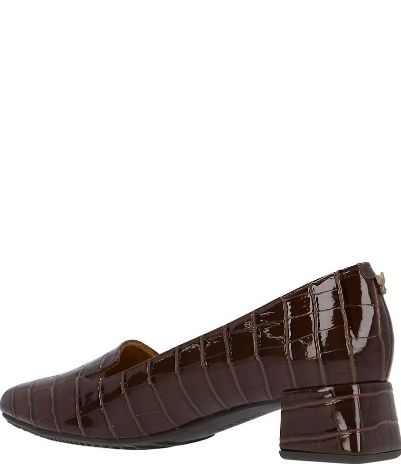 J. Renee Mavora Croco Embossed Patent Block Heel Loafer Pumps