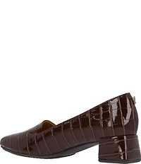 J. Renee Mavora Croco Embossed Patent Block Heel Loafer Pumps