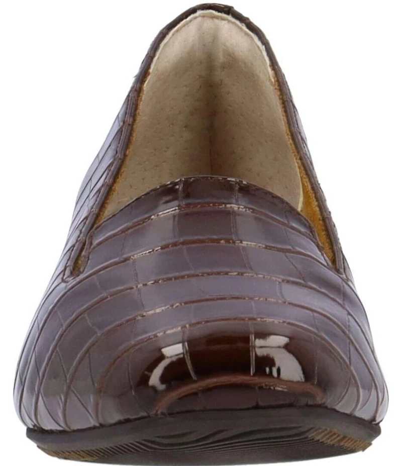 J. Renee Mavora Croco Embossed Patent Block Heel Loafer Pumps